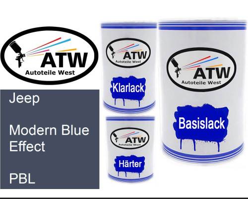 Jeep, Modern Blue Effect, PBL: 500ml Lackdose + 500ml Klarlack + 250ml Härter - Set, von ATW Autoteile West.